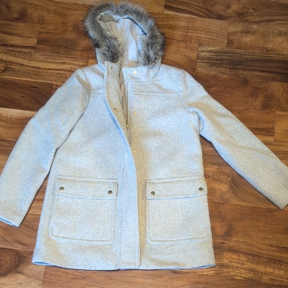 J. Crew Jackets & Blazers - J.Crew Gray City Coat with Faux Fur Trim